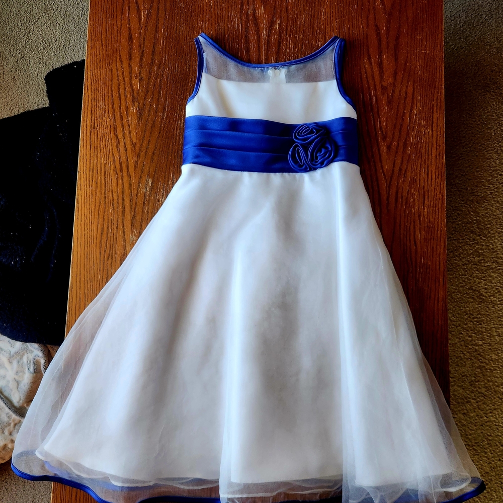 Elegant Blue and White Kids Dress